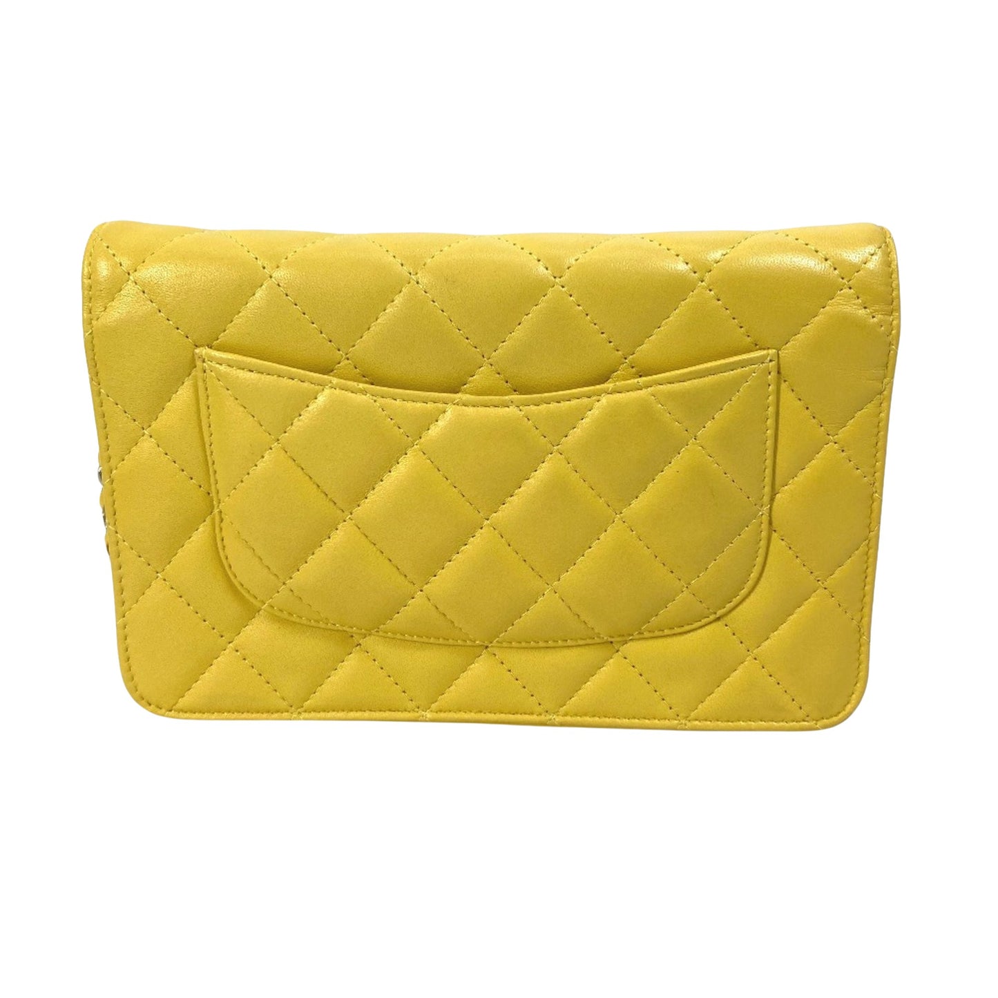 Chanel Yellow Leather Wallet On Chain