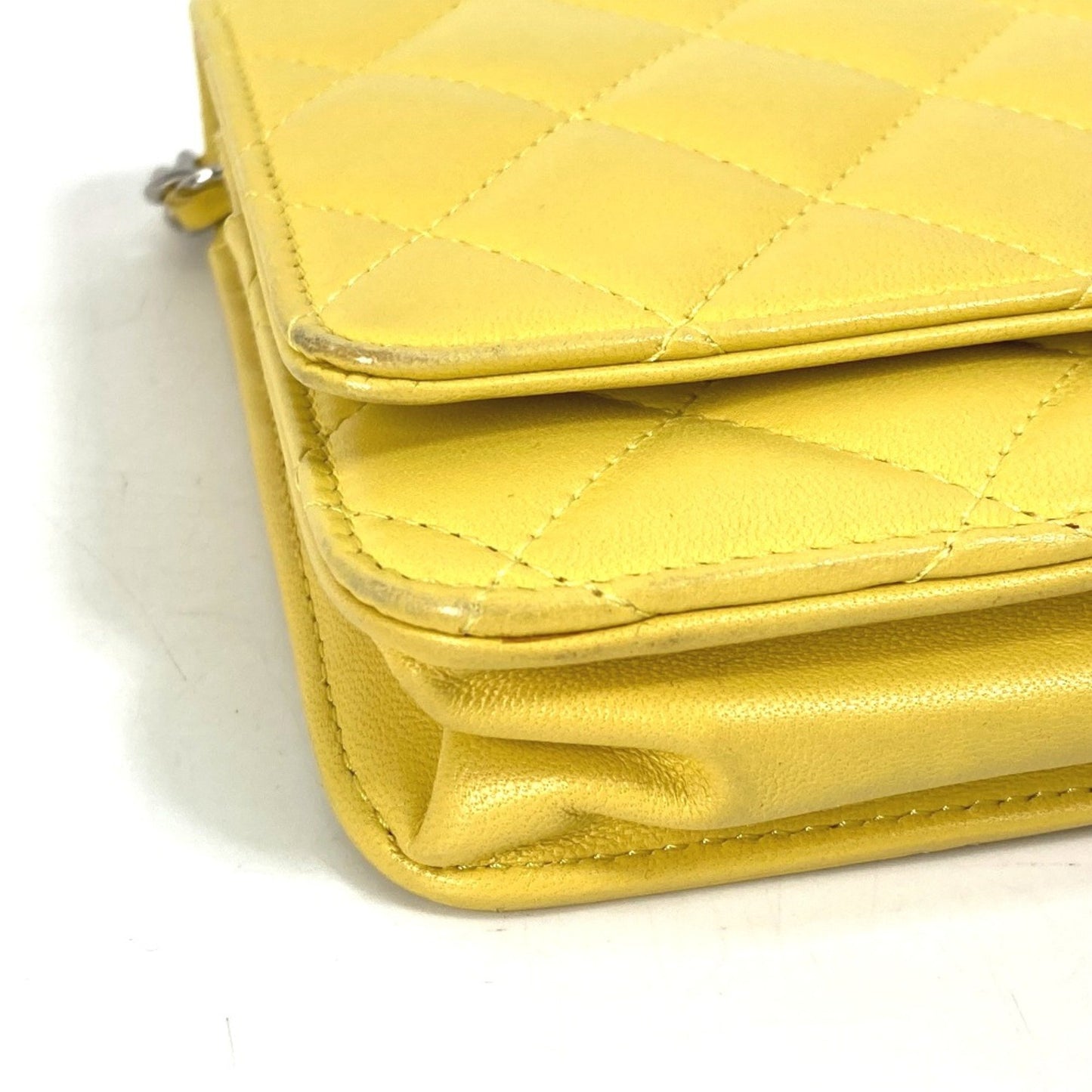 Chanel Yellow Leather Wallet On Chain