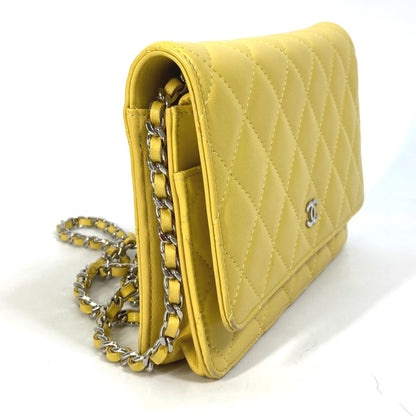 Chanel Yellow Leather Wallet On Chain