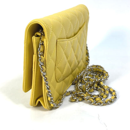 Chanel Yellow Leather Wallet On Chain