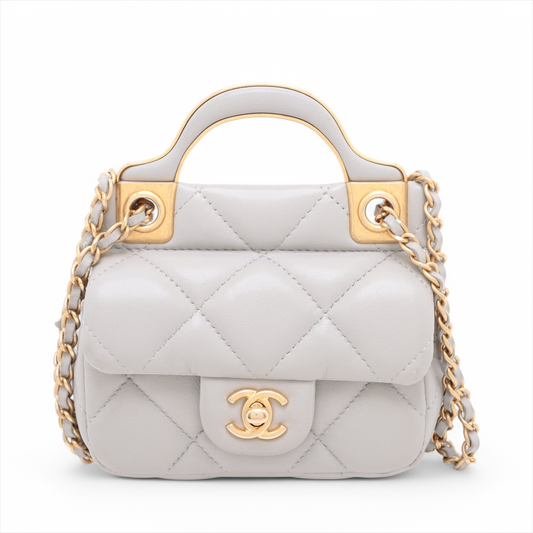 Chanel Gray Leather Shoulder