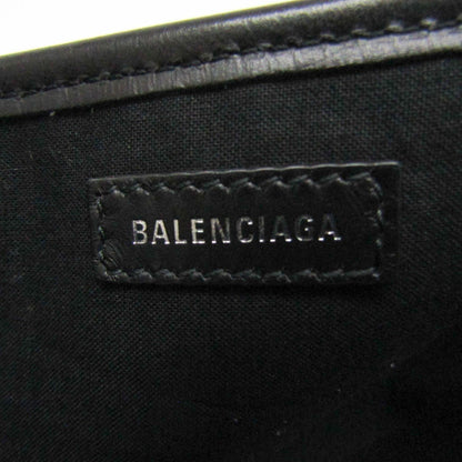 Balenciaga White Canvas Navy Cabas