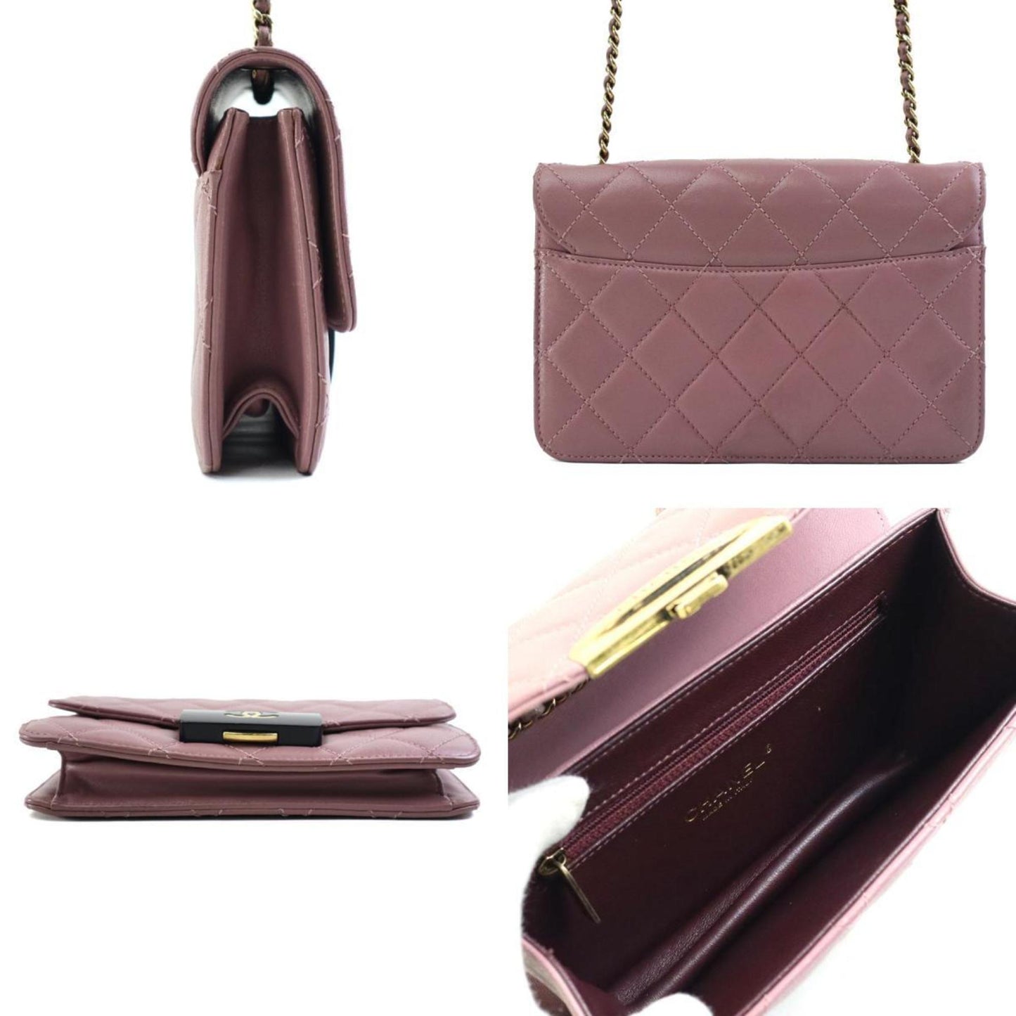Chanel Pink Leather Wallet On Chain