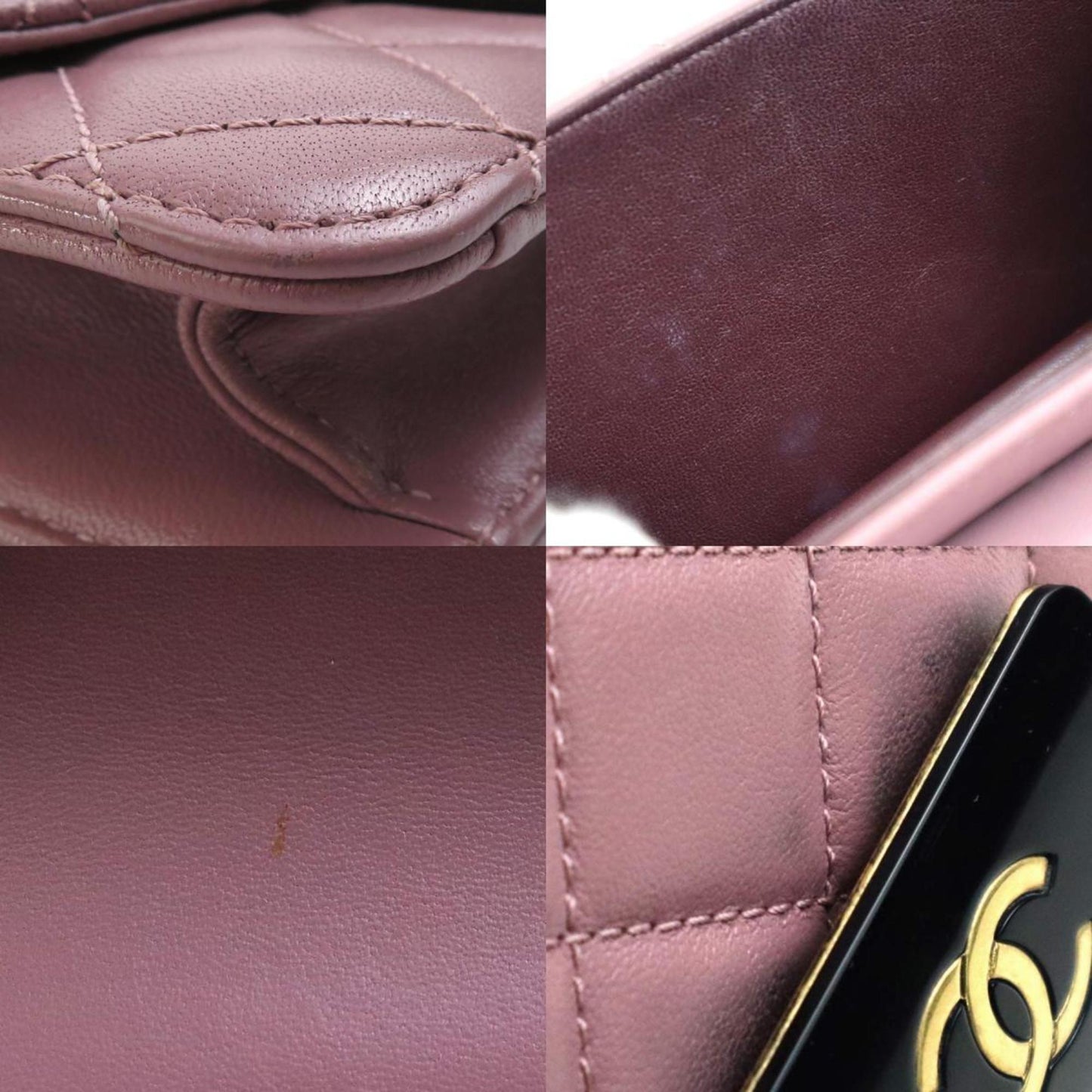 Chanel Pink Leather Wallet On Chain
