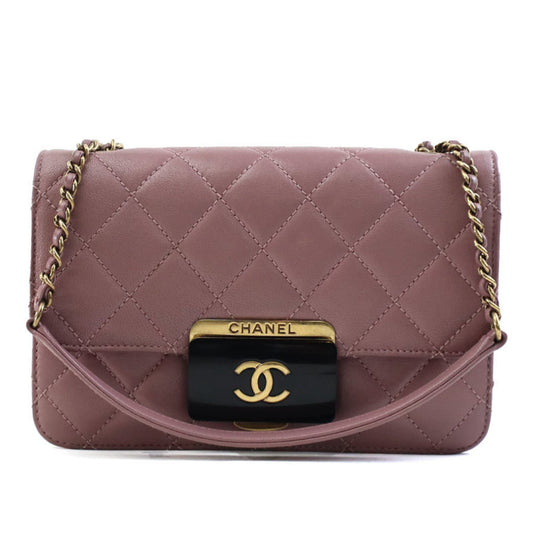 Chanel Pink Leather Wallet On Chain