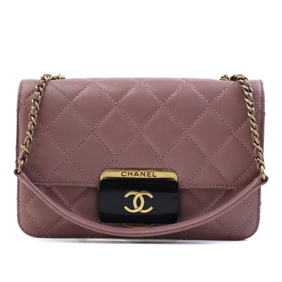 Chanel Pink Leather Wallet On Chain