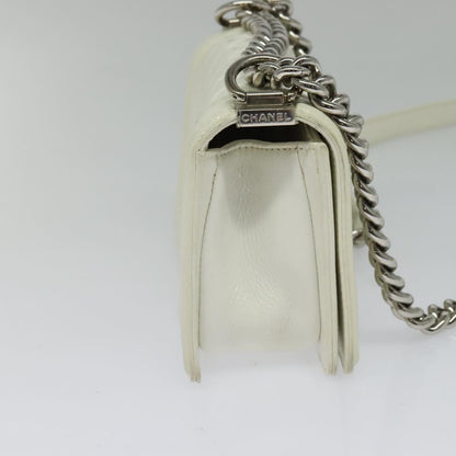 Chanel White Patent Leather Boy