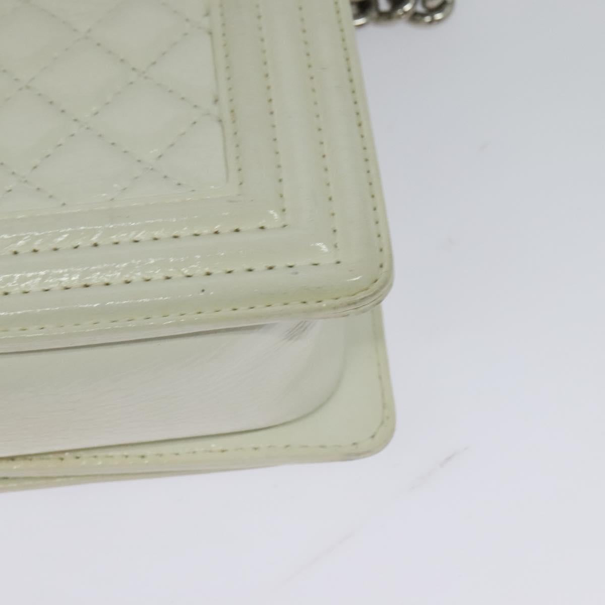 Chanel White Patent Leather Boy
