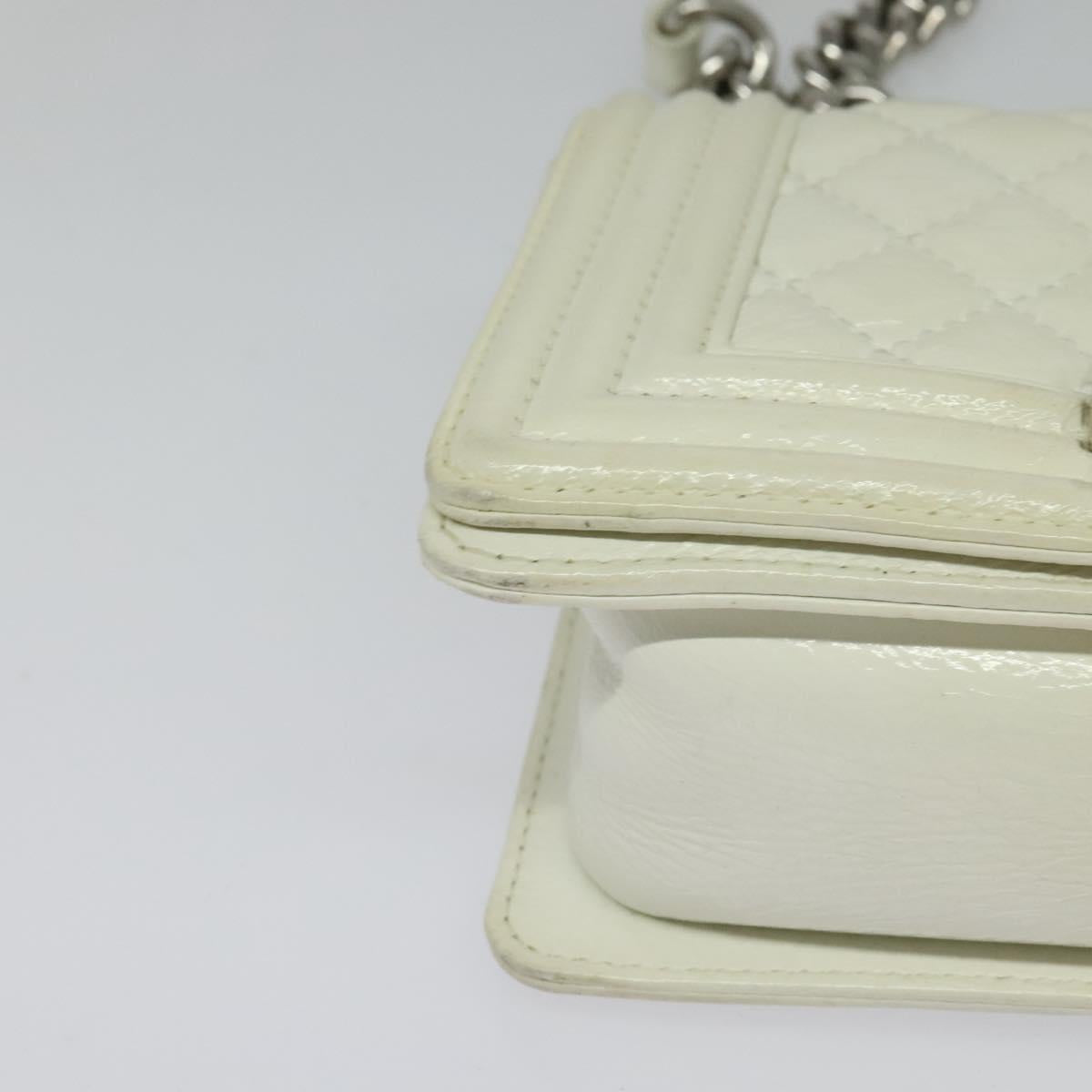 Chanel White Patent Leather Boy