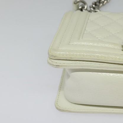 Chanel White Patent Leather Boy