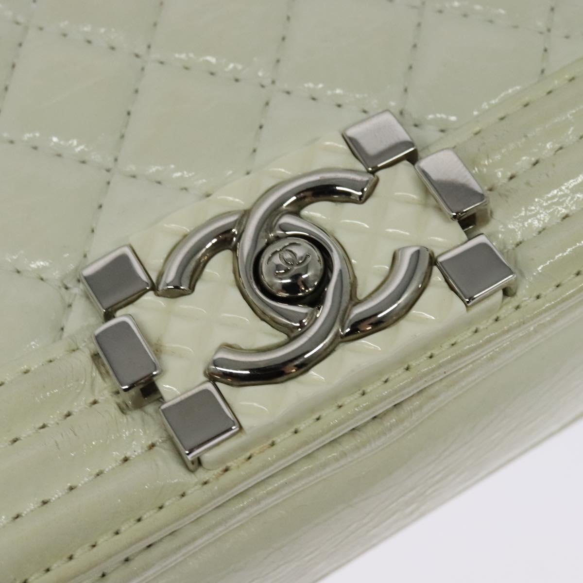 Chanel White Patent Leather Boy