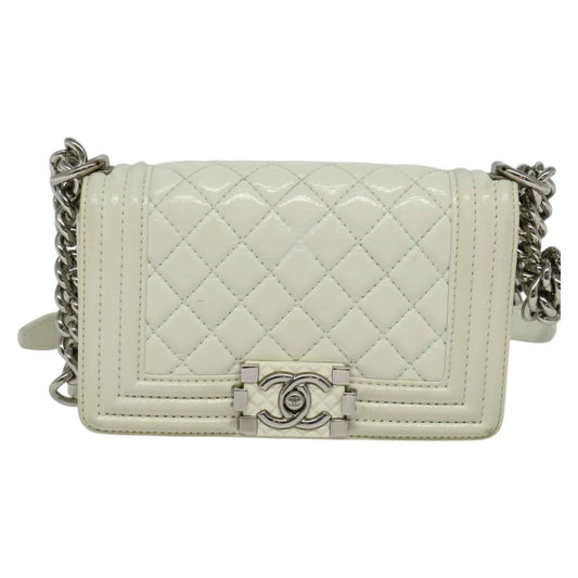 Chanel White Patent Leather Boy