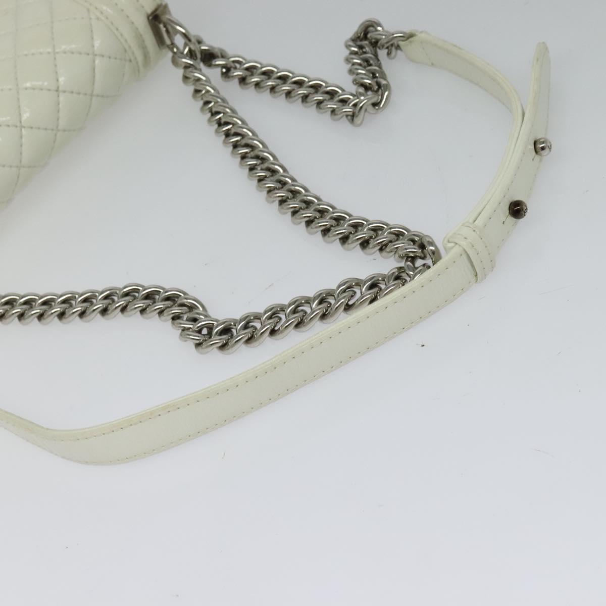 Chanel White Patent Leather Boy
