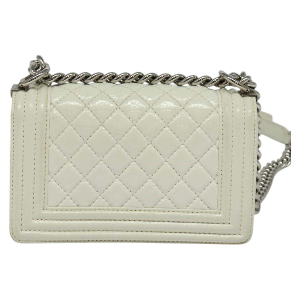Chanel White Patent Leather Boy