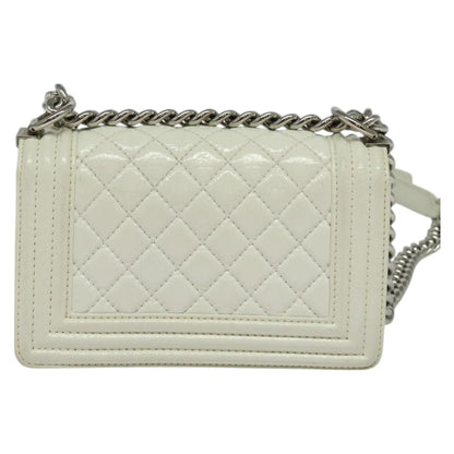 Chanel White Patent Leather Boy