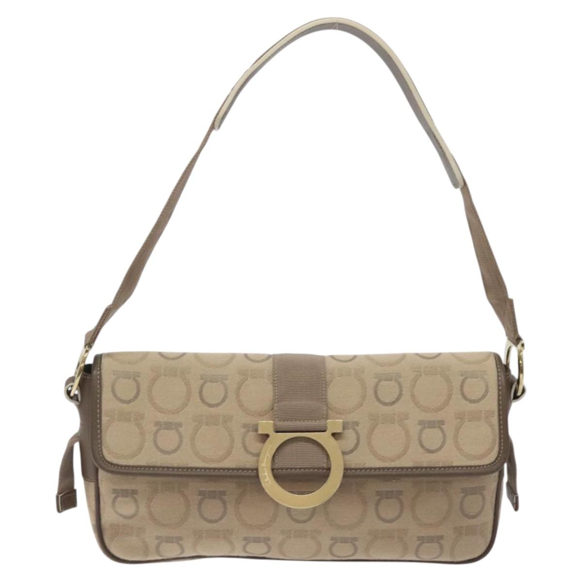 Salvatore Ferragamo Brown Canvas Gancini