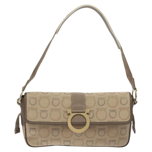 Salvatore Ferragamo Brown Canvas Gancini