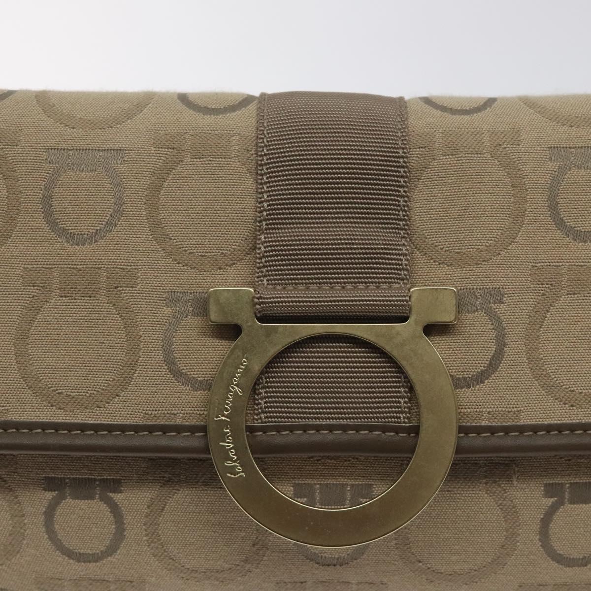 Salvatore Ferragamo Brown Canvas Gancini