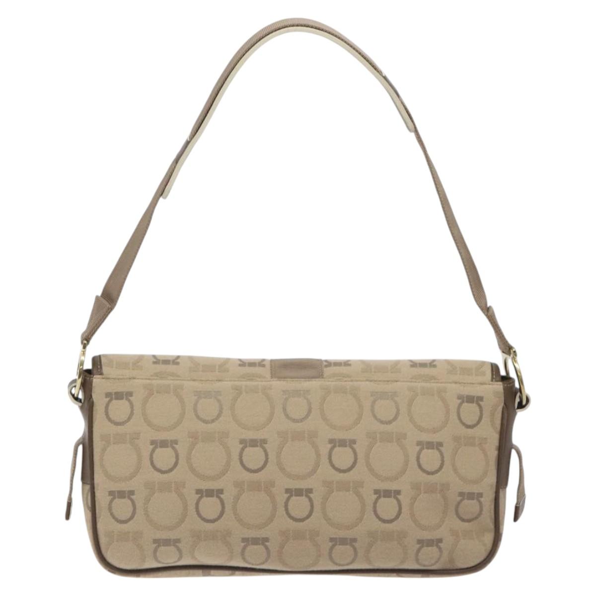 Salvatore Ferragamo Brown Canvas Gancini