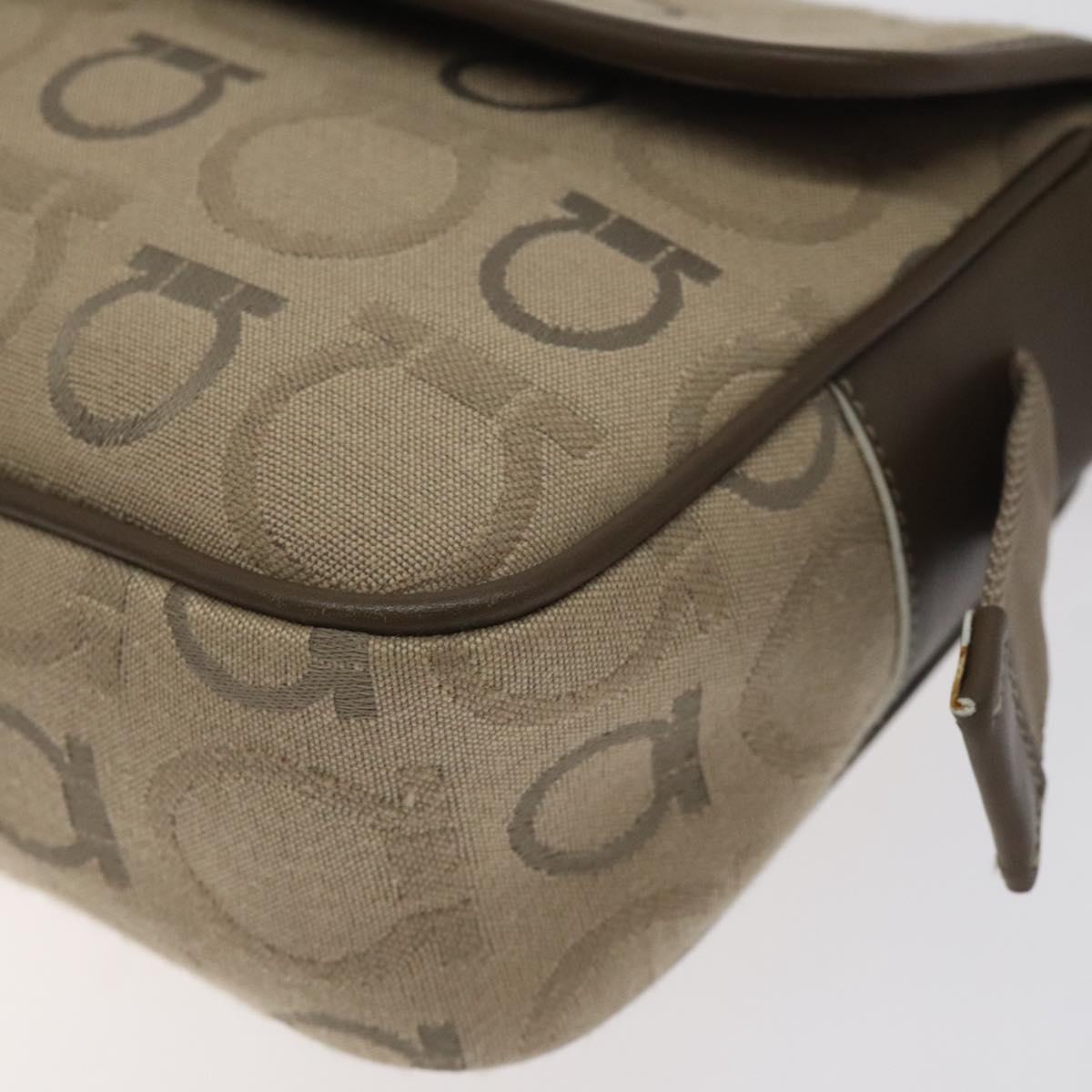 Salvatore Ferragamo Brown Canvas Gancini
