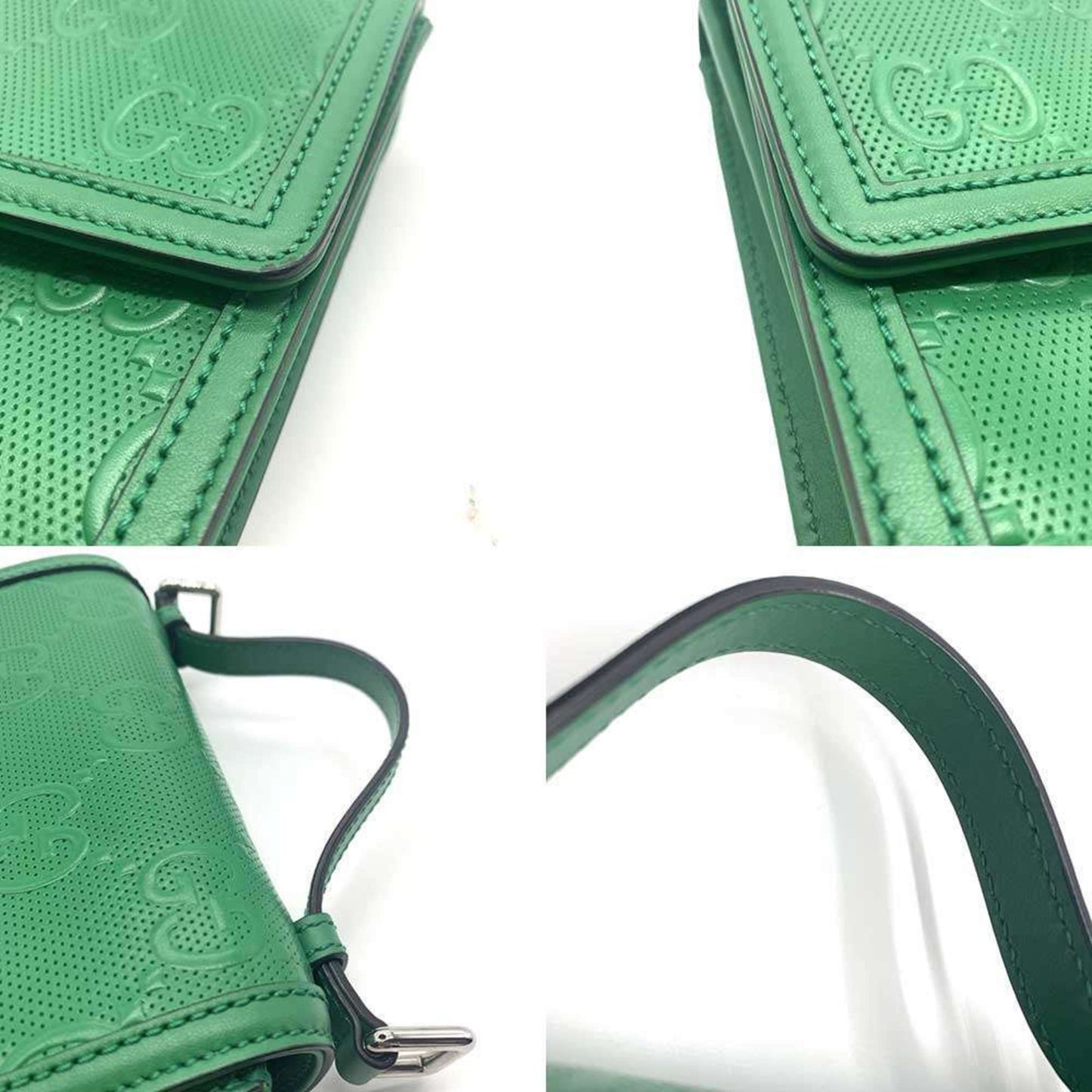 Gucci Green Leather Gg Embossé