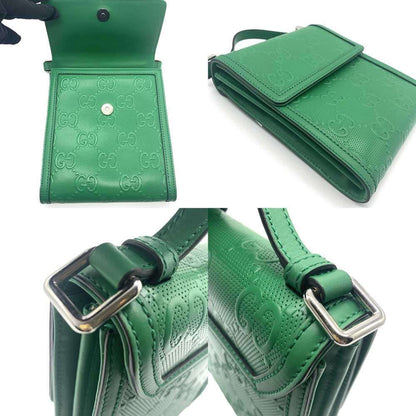Gucci Green Leather Gg Embossé