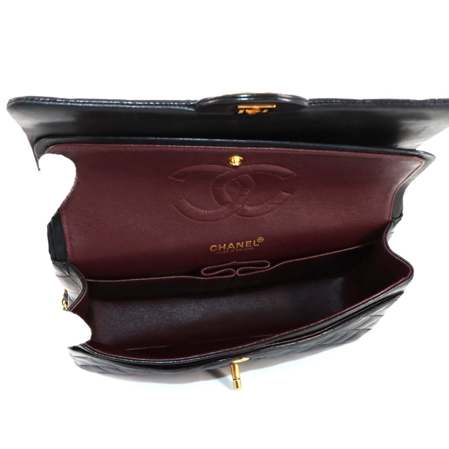 Chanel Black Leather Flap Bag Cuir Noir