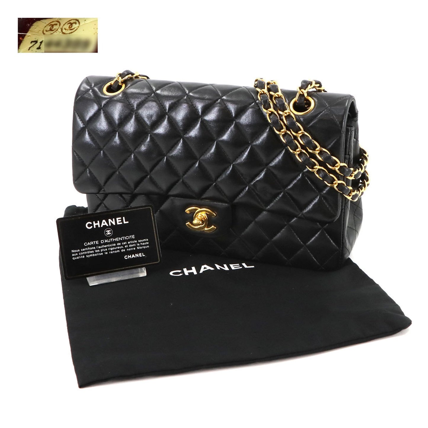 Chanel Black Leather Flap Bag Cuir Noir