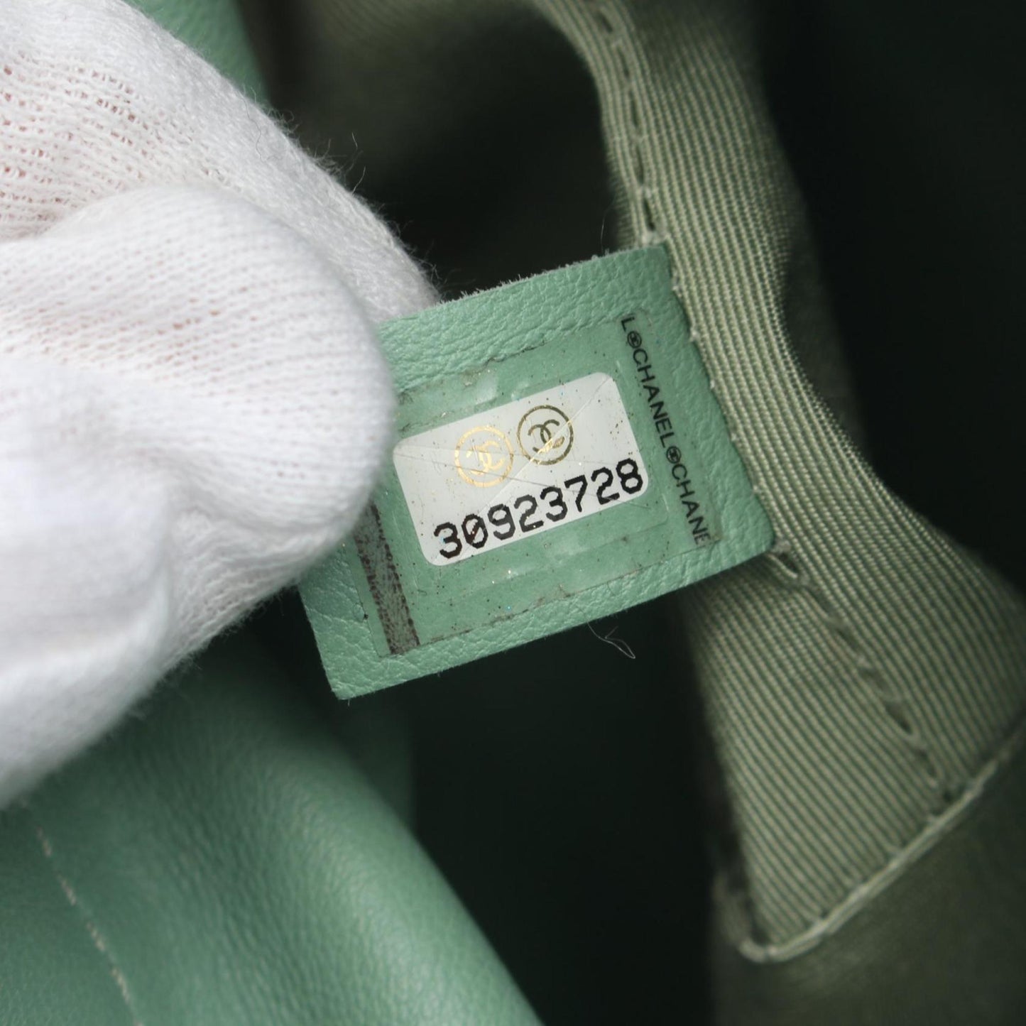 Chanel Green Leather Drawstring