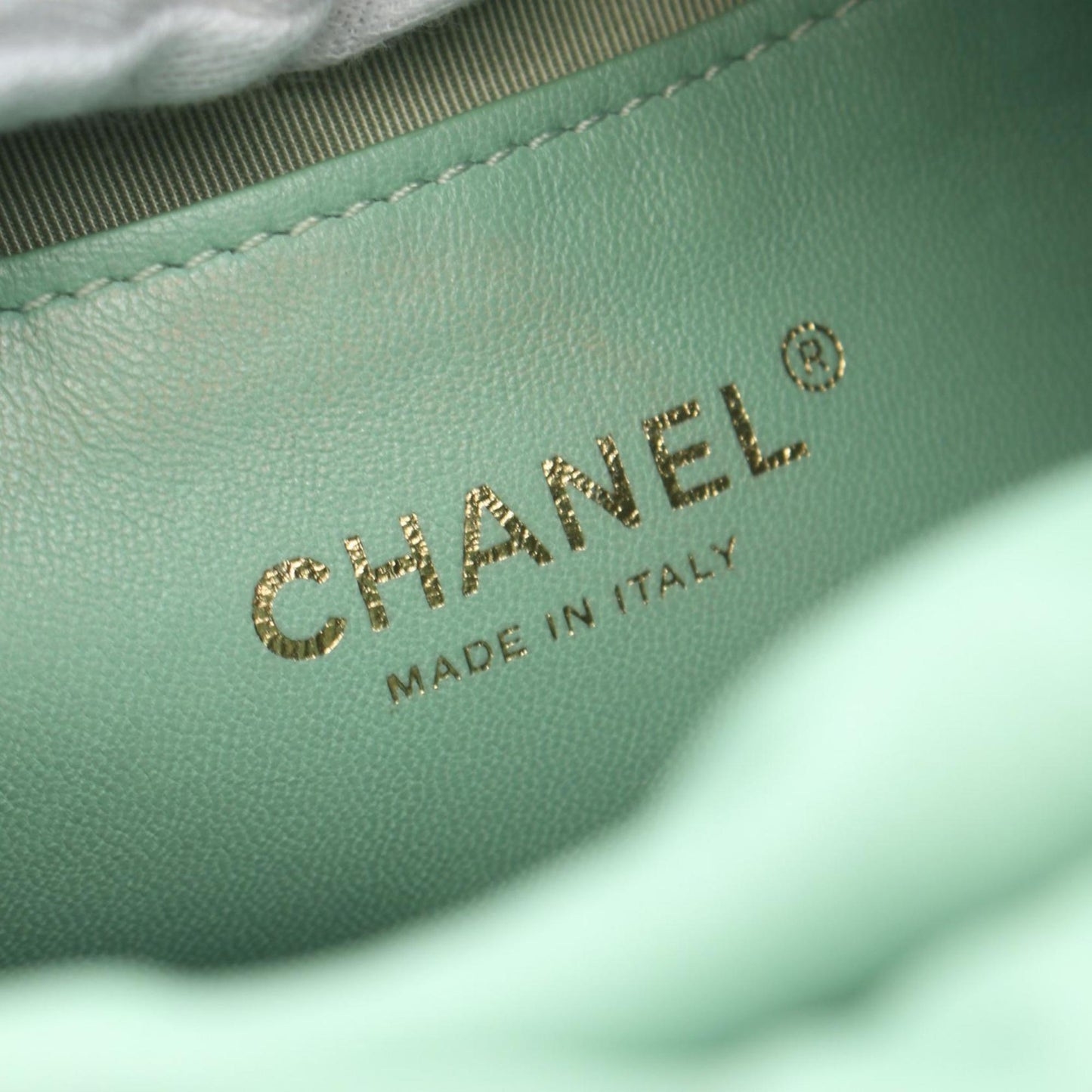 Chanel Green Leather Drawstring