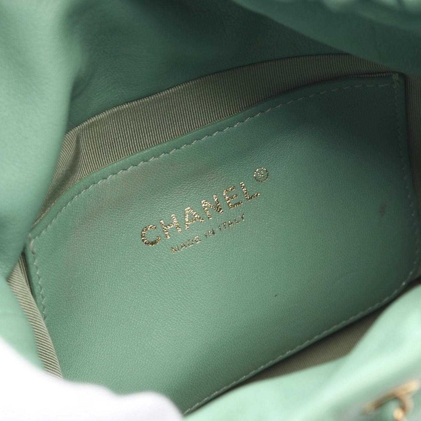 Chanel Green Leather Drawstring