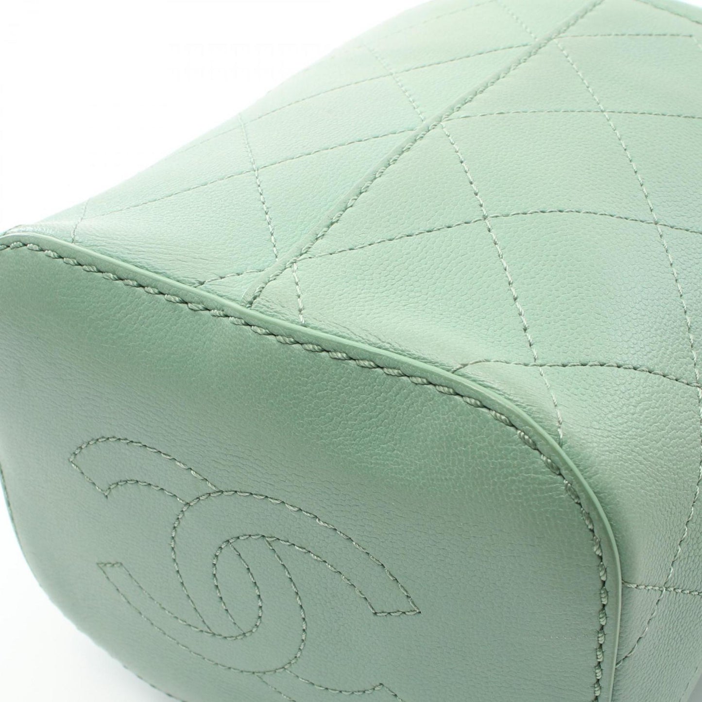 Chanel Green Leather Drawstring