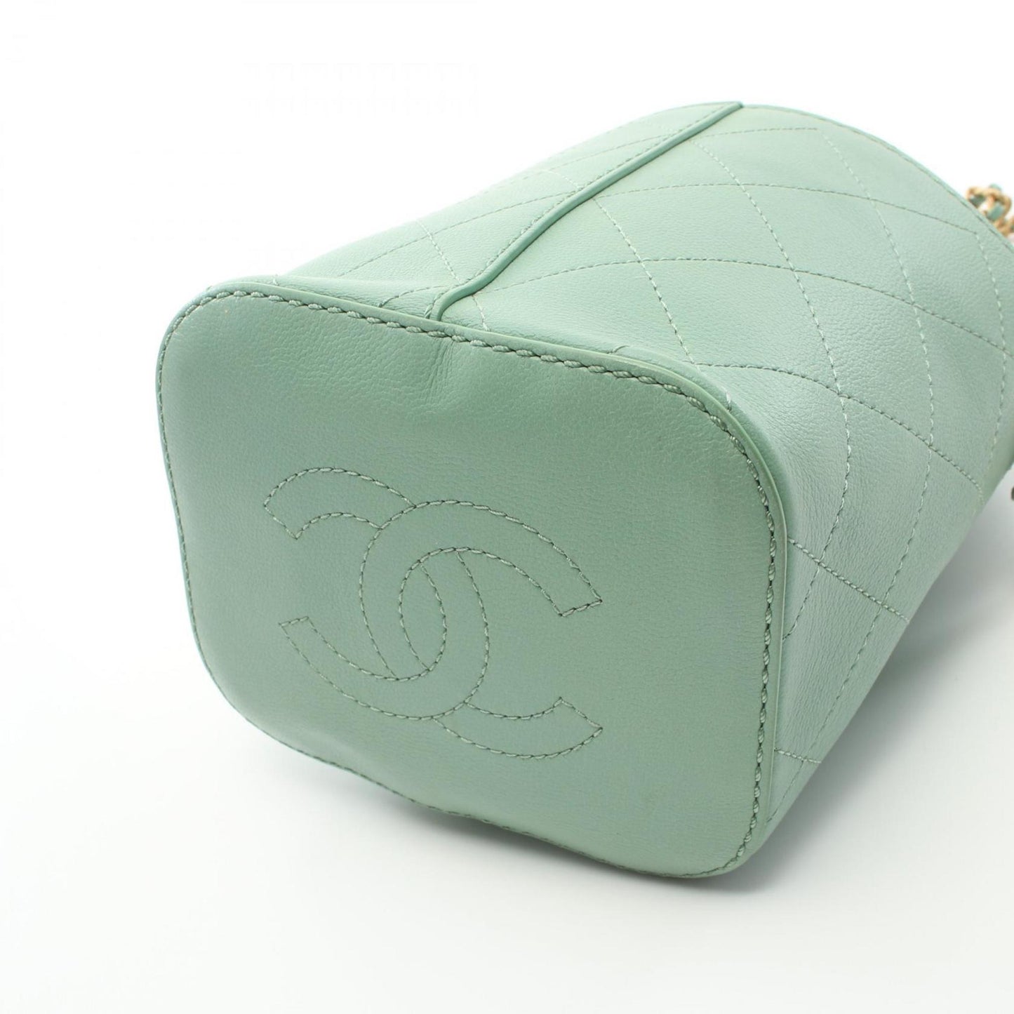 Chanel Green Leather Drawstring