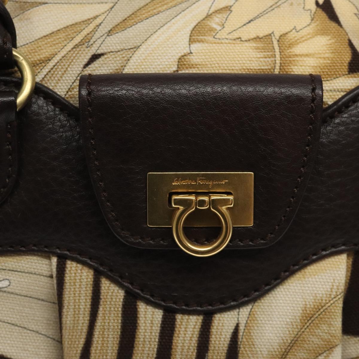 Salvatore Ferragamo Brown Canvas Gancini