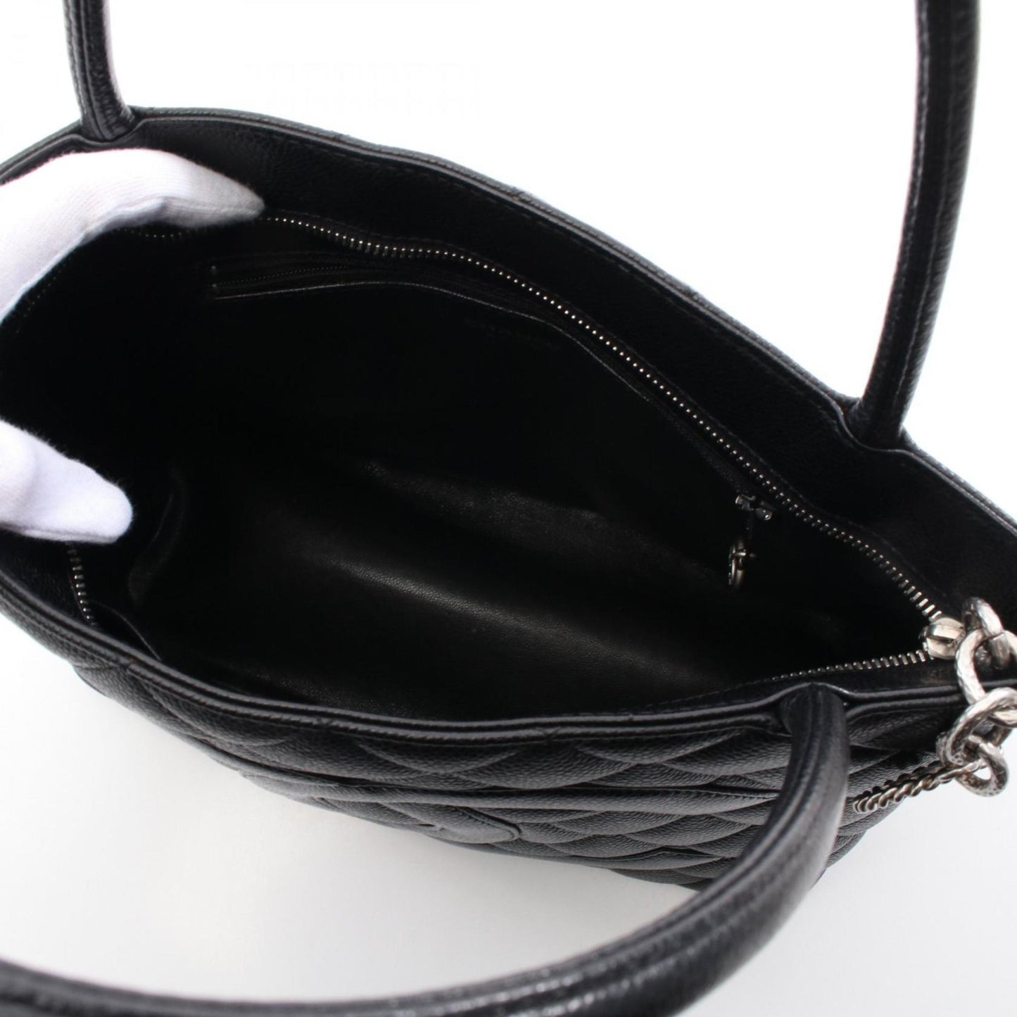 Chanel Black Leather Medaillon