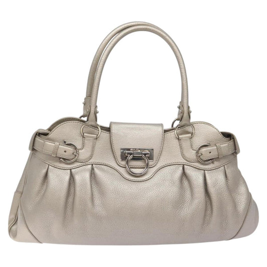 Salvatore Ferragamo Silver Leather Gancini
