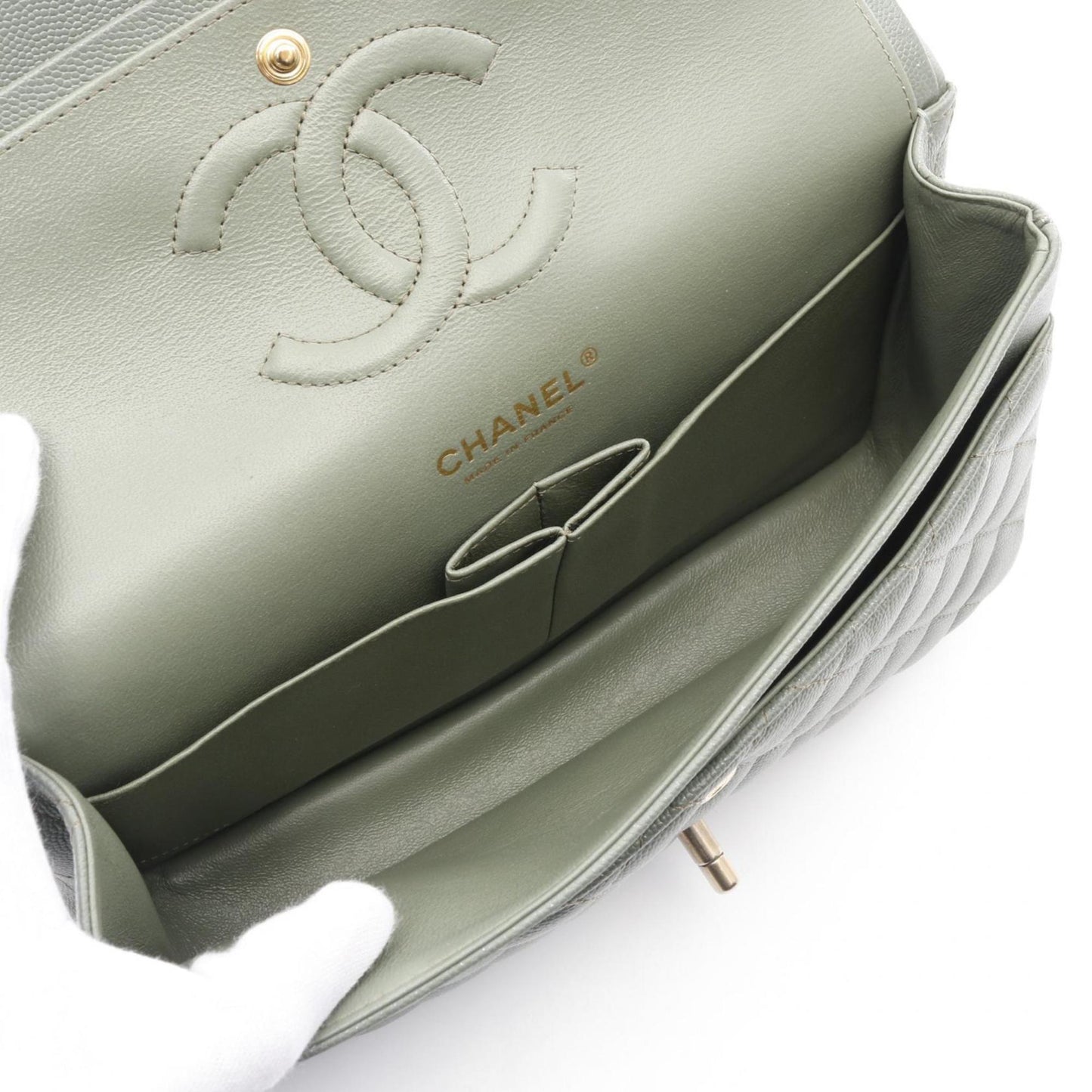 Chanel Green Leather Timeless