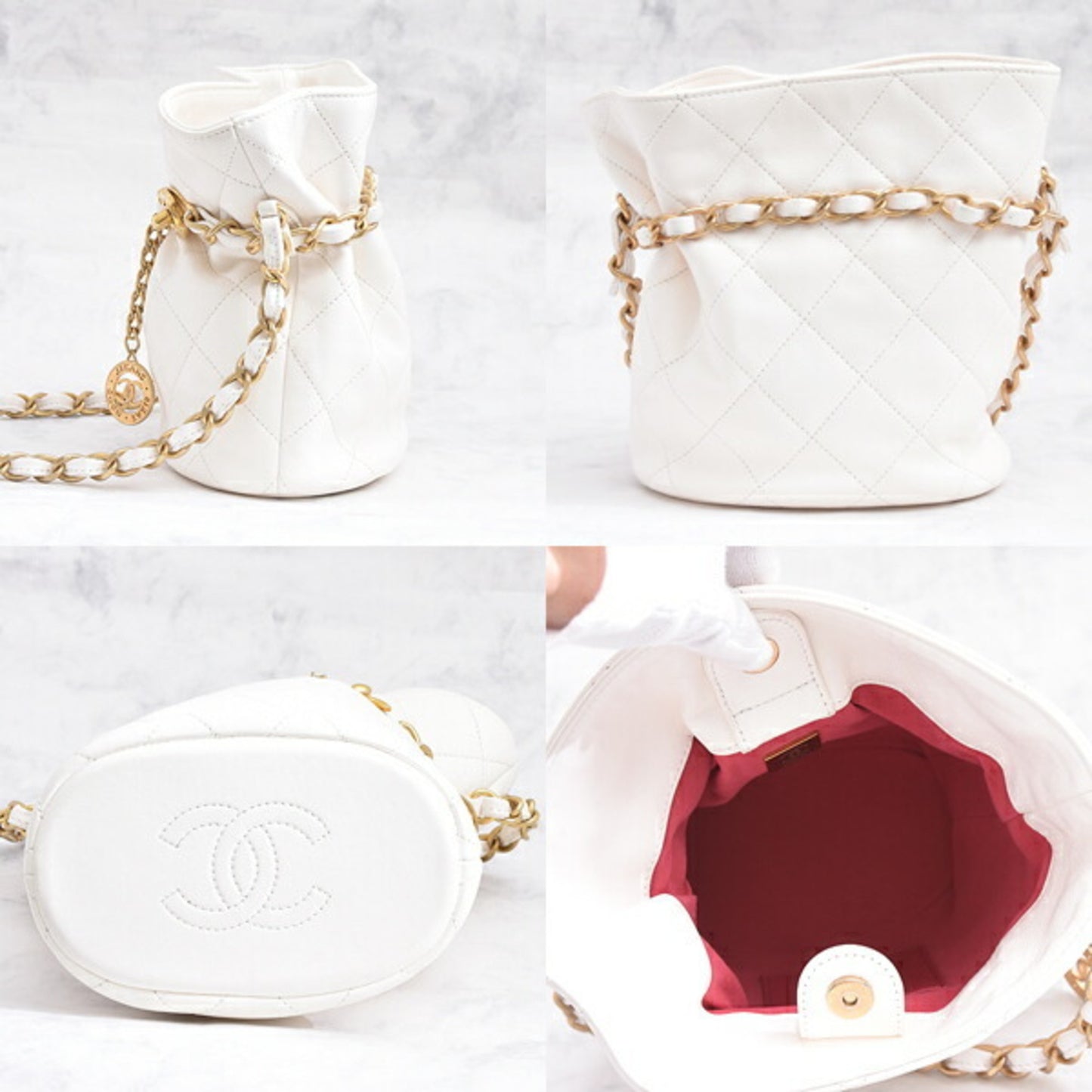 Chanel White Leather Chanel 22