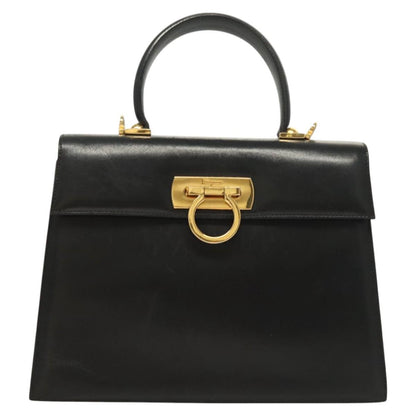 Salvatore Ferragamo Black Leather Gancini