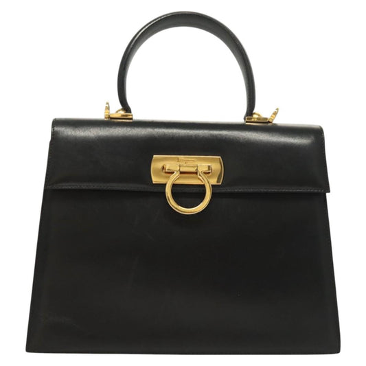 Salvatore Ferragamo Black Leather Gancini