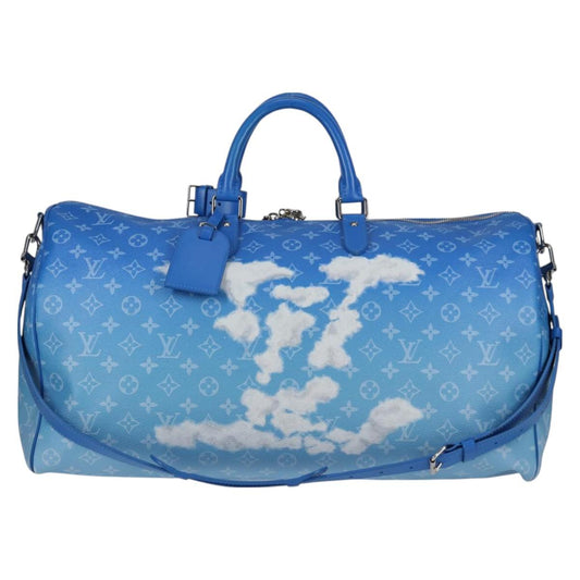 Louis Vuitton Blue Canvas Keepall Bandouliere 50