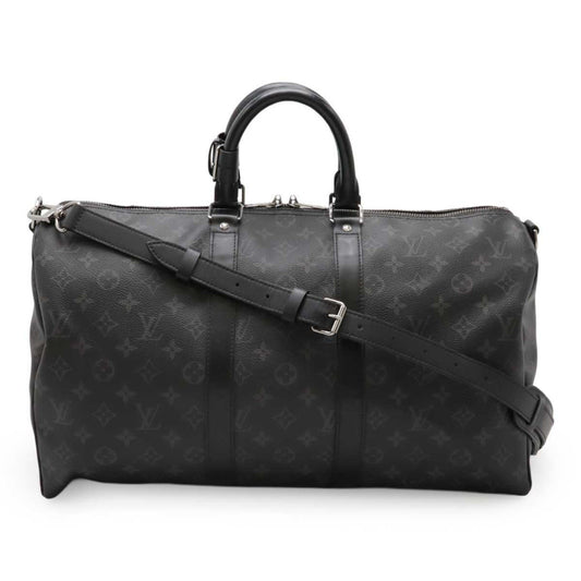 Louis Vuitton Black Canvas Keepall Bandouliere 45