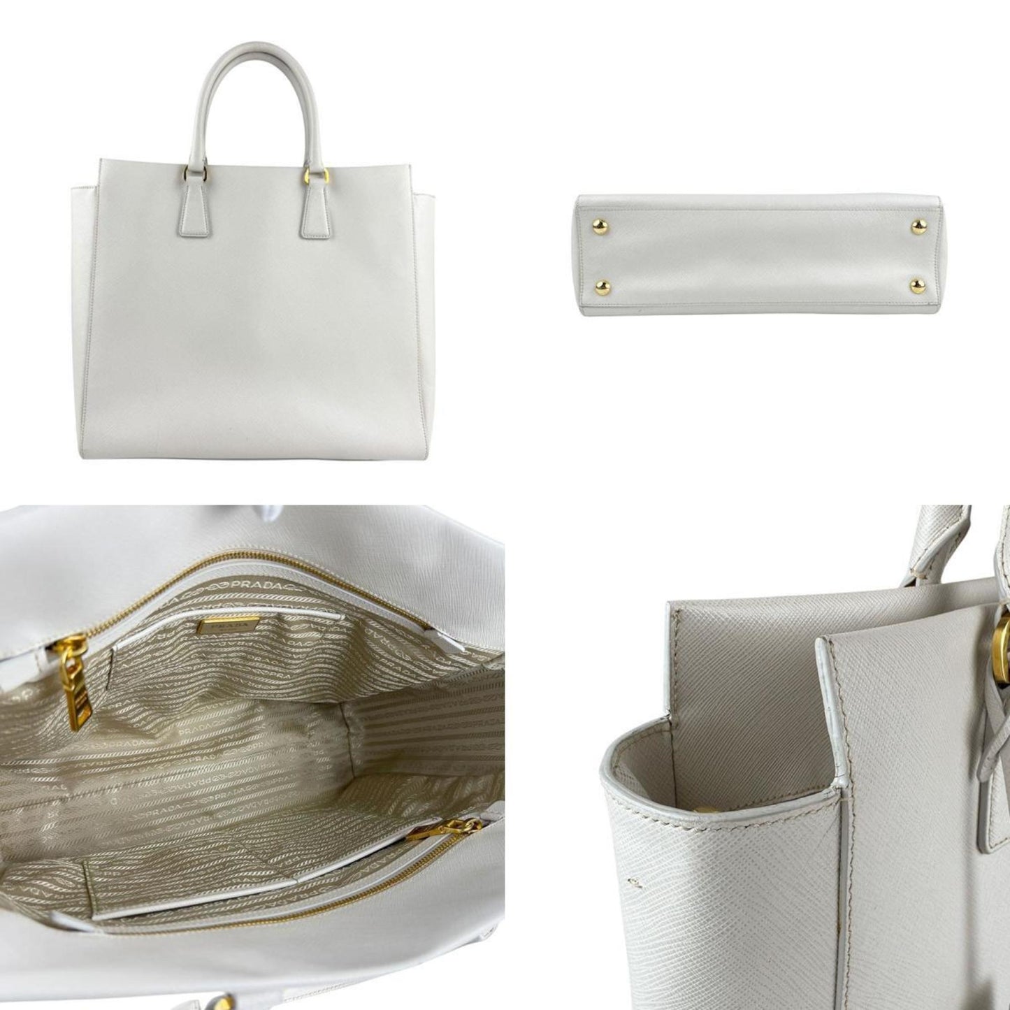 Prada White Leather Galleria