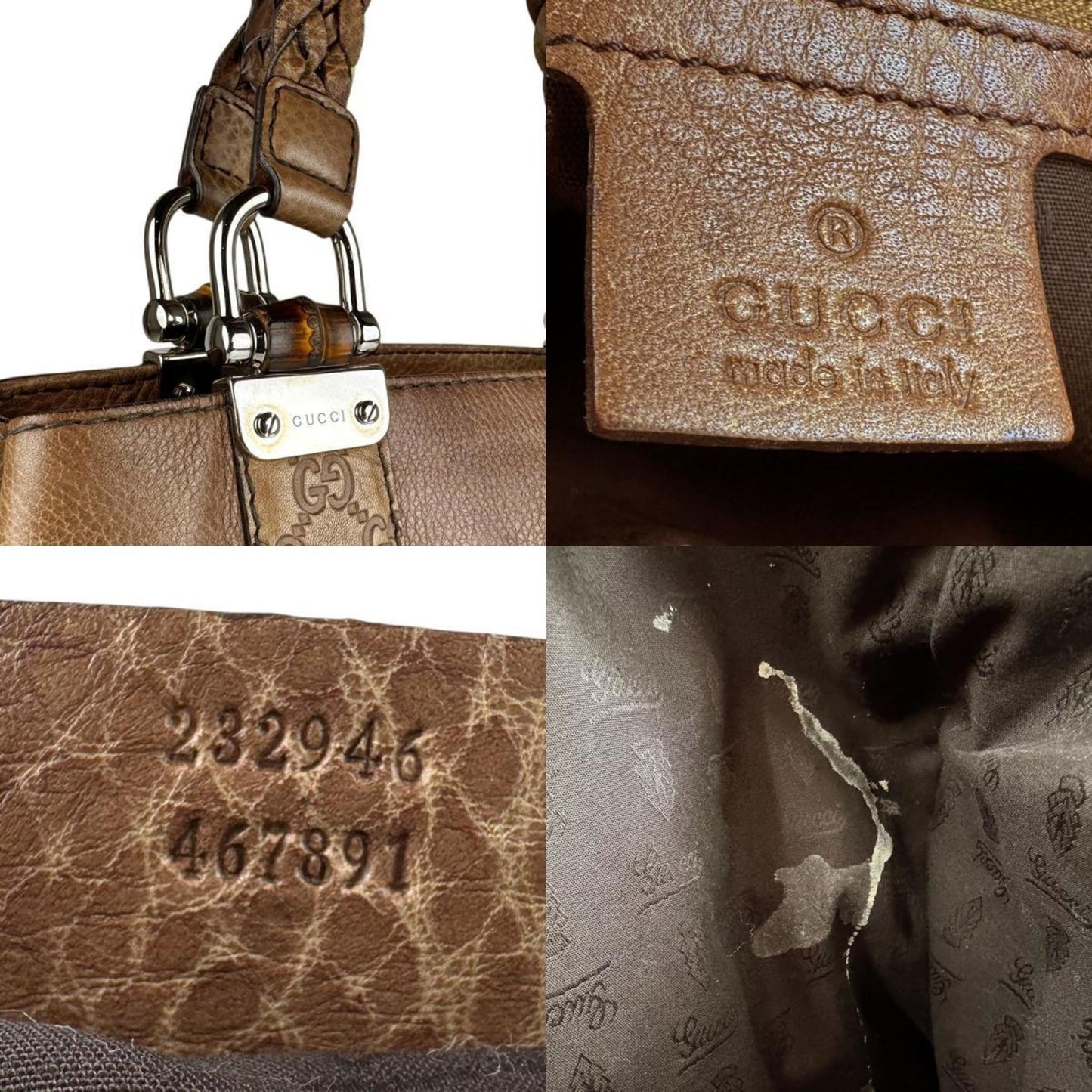 Gucci Brown Leather Bamboo