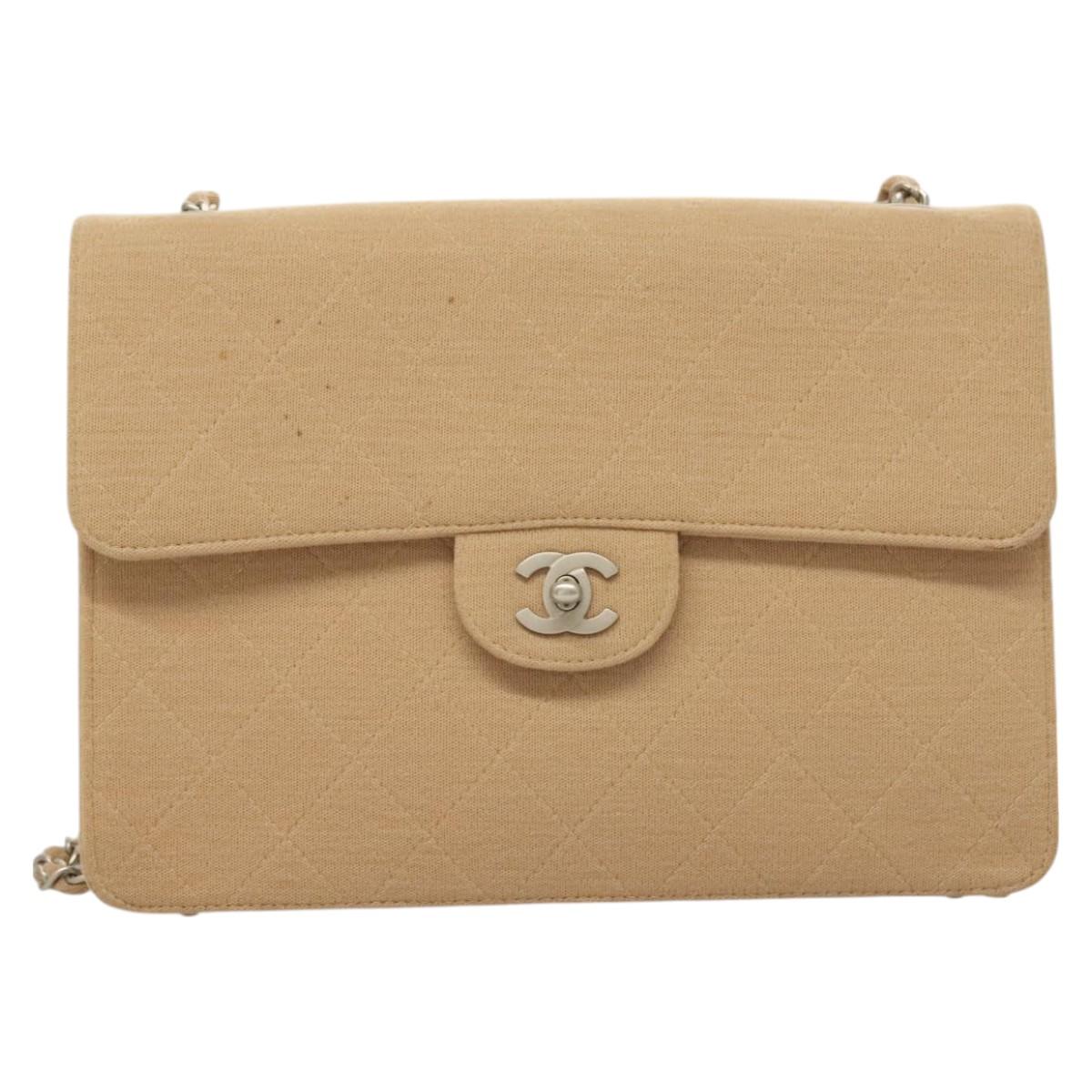 Chanel Brown Cotton Single Flap