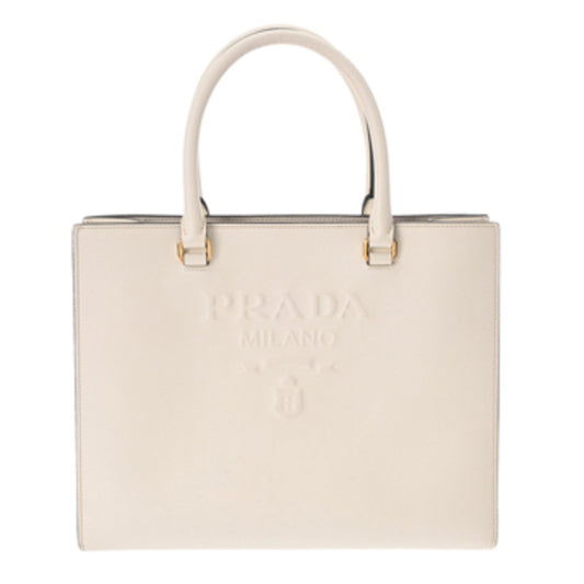 Prada White Leather Saffiano
