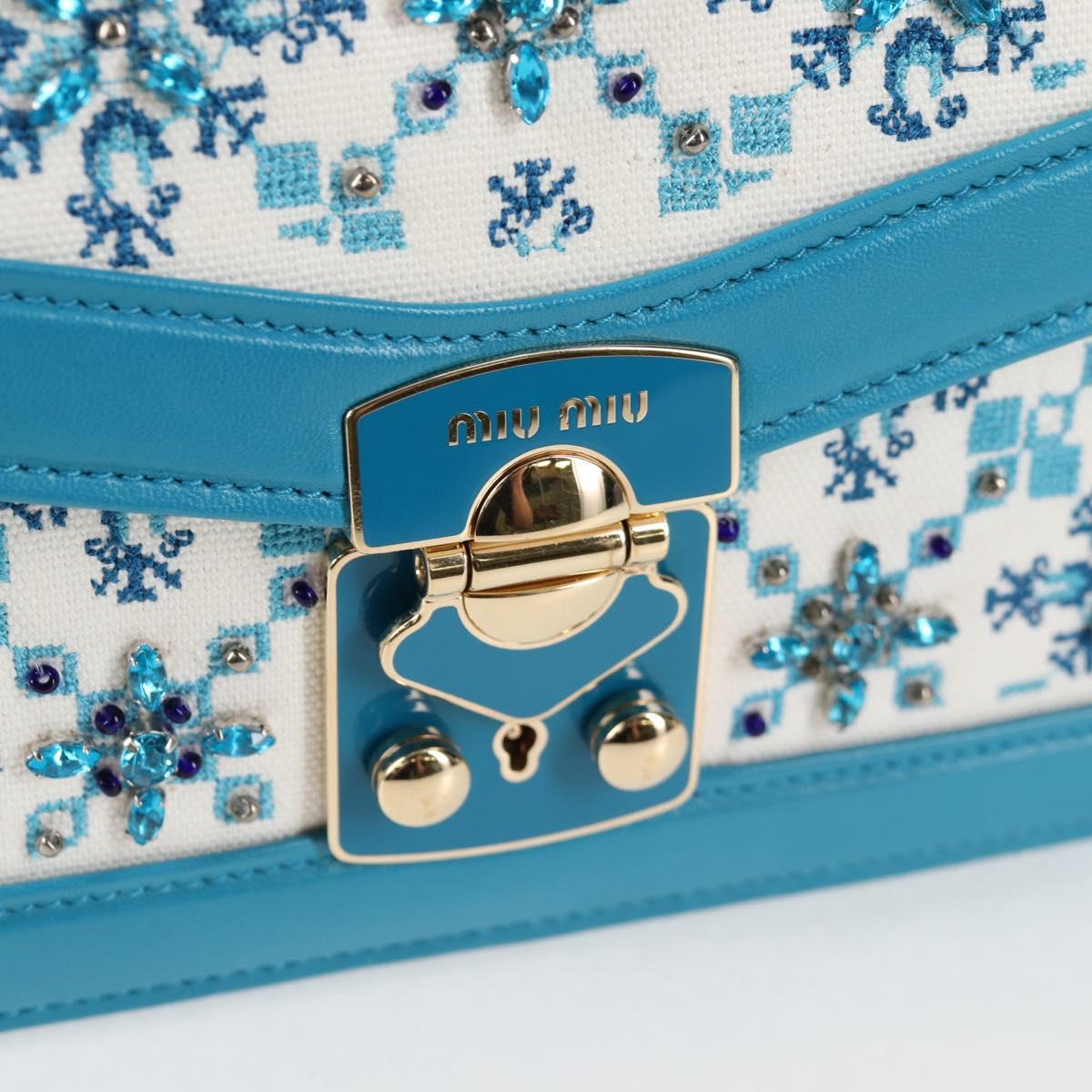 Miu Miu Blue Canvas Chain Shoulder Bag