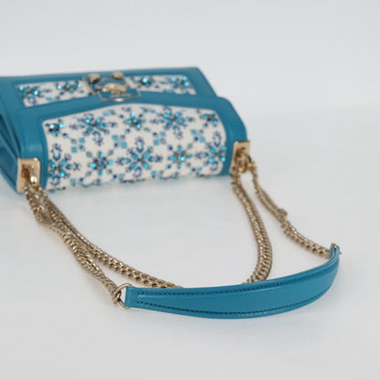Miu Miu Blue Canvas Chain Shoulder Bag