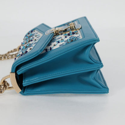 Miu Miu Blue Canvas Chain Shoulder Bag