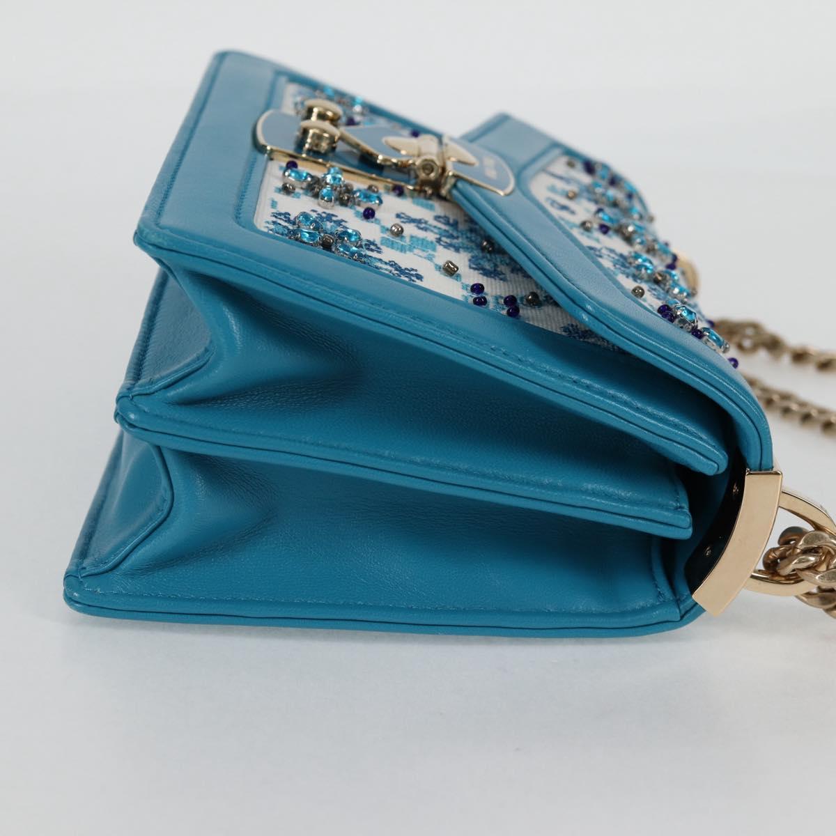 Miu Miu Blue Canvas Chain Shoulder Bag